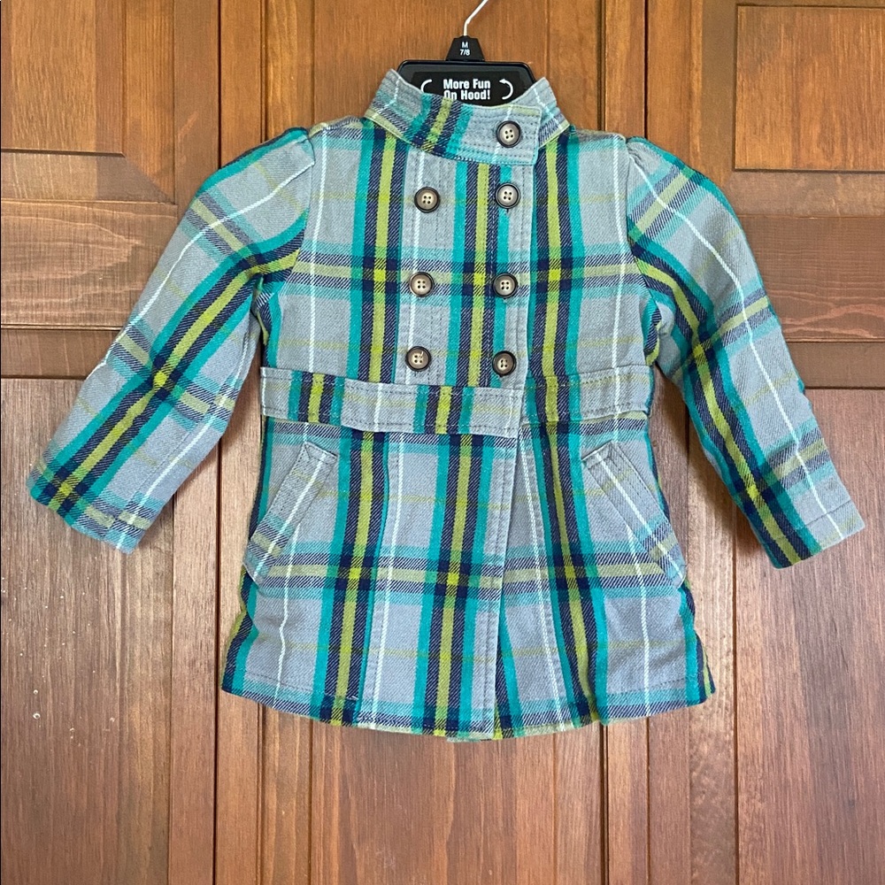 Old Navy Gray, Green/Teal & Yellow Striped Toddler Peacoat 2T From 2008